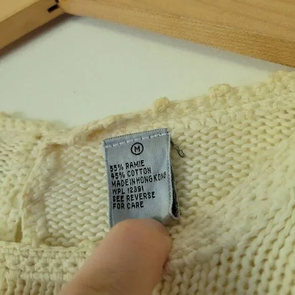Vintage Northern Isles Hand Embroidered Knit Sweater Cream M - Picture 5 of 12